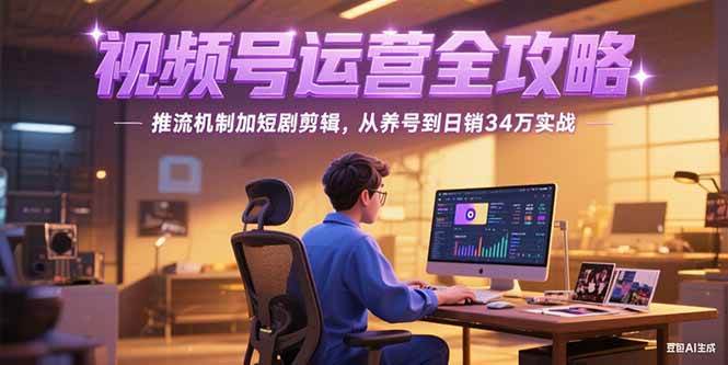 （15217期）2025视频号运营全攻略，推流机制加短剧剪辑，从养号到日销34万实战|学课链网创
