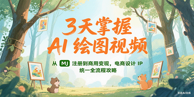 3天掌握AI绘图视频，从MJ 注册到商用变现，电商设计IP统一全流程攻略|学课链网创