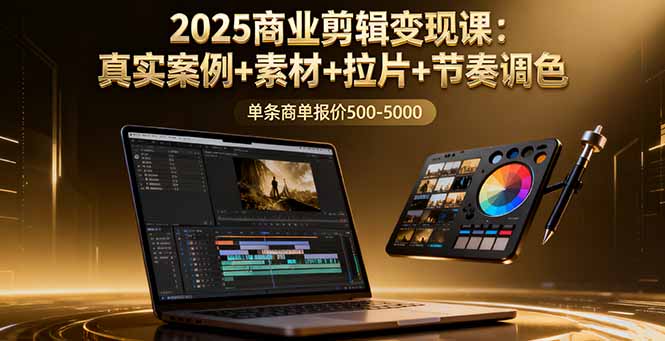 2025商业剪辑变现课:真实案例+素材+拉片+节奏调色,单条商单报价500-5000|学课链网创