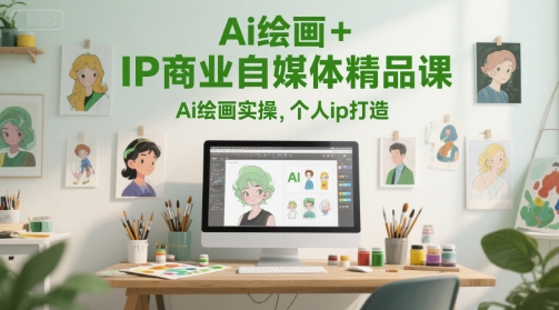 Ai绘画+IP商业自媒体精品课，Ai绘画实操，个人ip打造|学课链网创