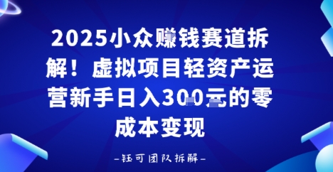 2025小众挣钱赛道拆解!虚拟项目轻资产运营新手日入3张的零成本变现
