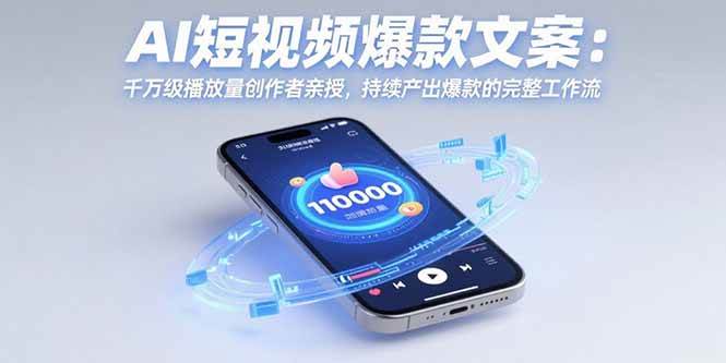 （15569期）AI短视频爆款文案：千万级播放量创作者亲授，持续产出爆款的完整工作流|学课链网创