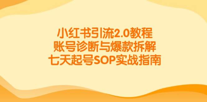 （14981期）小红书引流2.0教程，账号诊断与爆款拆解，七天起号SOP实战指南|学课链网创
