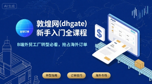 敦煌网(dhgate)新手入门全课程，B端外贸工厂转型必看，抢占海外订单|学课链网创