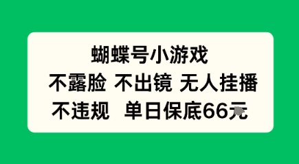 蝴蝶号小游戏，不露脸不出境 无人挂播，不违规 单日保底66米|学课链网创