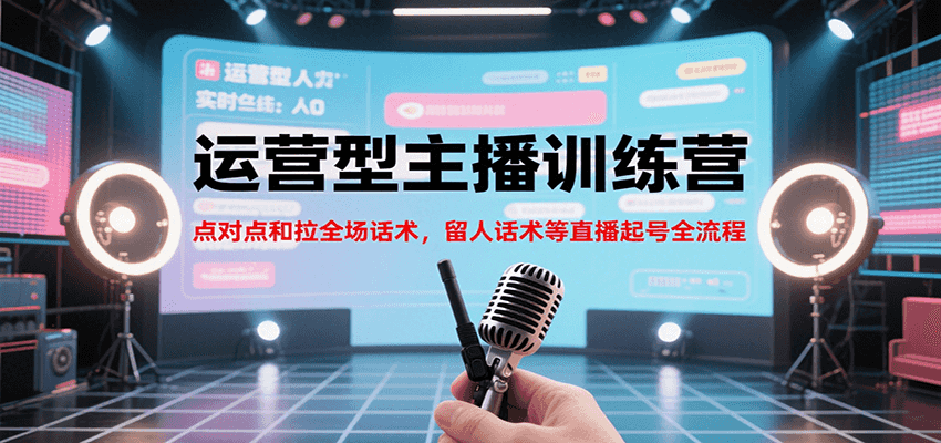 运营型主播训练营，点对点和拉全场话术，留人话术等直播起号全流程（更新7月）|学课链网创