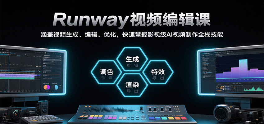 Runway视频编辑课，涵盖视频生成、编辑、优化，快速掌握影视级AI视频制作全栈技能|学课链网创