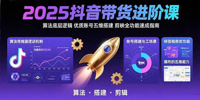 （15571期）2025抖音带货进阶课：算法底层逻辑,优质账号五维搭建,剪映全功能速成指南|学课链网创