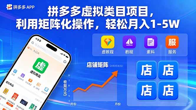 （16025期）拼多多虚拟类目项目，利用矩阵化操作，轻松月入1-5W|学课链网创