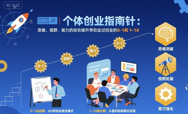 个体创业指南针，思维、视野、能力的综合提升带你走过创业的0-1和1-10【音频】|学课链网创