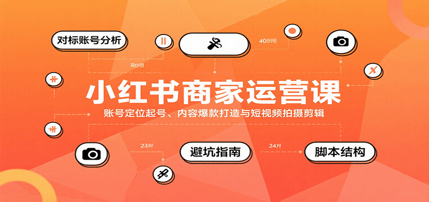 小红书商家运营课，账号定位起号、内容爆款打造与短视频拍摄剪辑|学课链网创