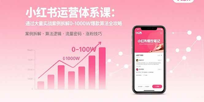 （15792期）小红书运营体系课：通过大量实战案例拆解0-1000W爆款算法全攻略|学课链网创