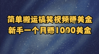 简单搬运搞笑视频挣美金，新手一个月入1k美金|学课链网创