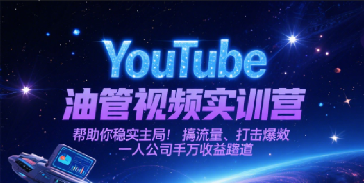 YouTube油管视频实训营，帮助你稳入局、搞流量、打爆款，一人公司千万收益赛道|学课链网创