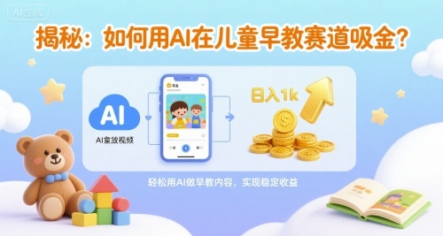 揭秘：如何用AI在儿童早教赛道吸金?一键生成视频，日入1k不是梦|学课链网创