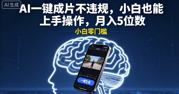 AI一键成片不违规，小白也能上手操作，月入5位数|学课链网创