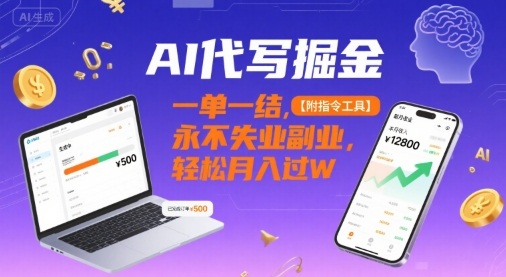 AI代写掘金，一单一结，永不失业副业，轻松月入过W【附指令工具】|学课链网创