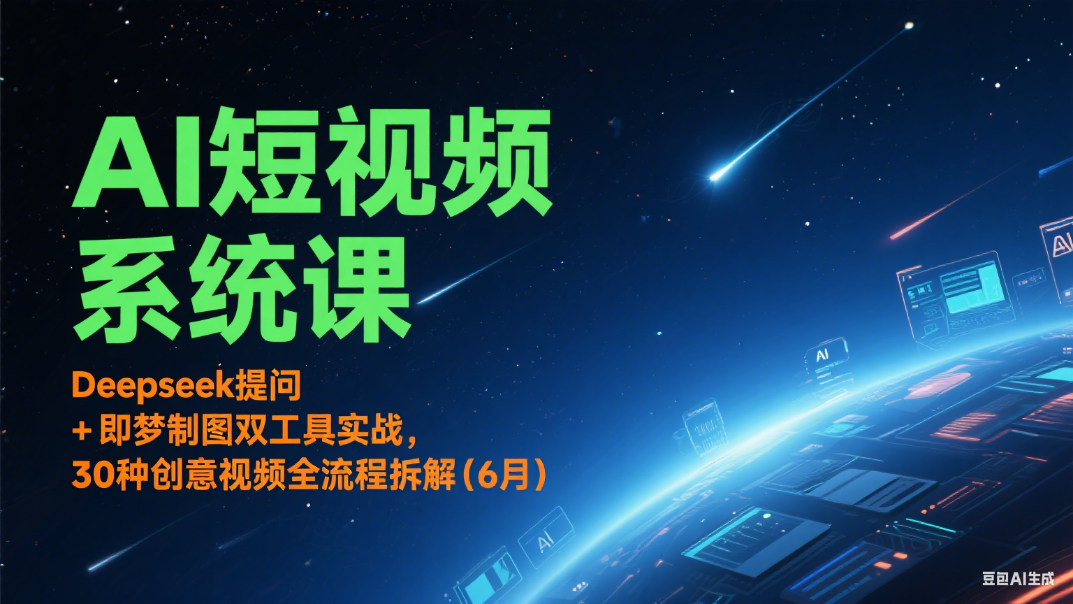AI短视频系统课：Deepseek提问 + 即梦制图双工具实战，30种创意视频全流程拆解(6月)|学课链网创