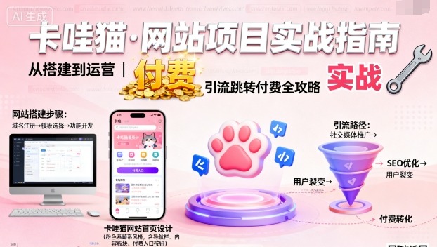 卡哇猫·网站项目，网站搭建与运营以及引流跳转付费|学课链网创