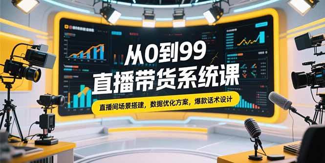（15362期）从0到99直播带货系统课，直播间场景搭建，数据优化方案，爆款话术设计|学课链网创