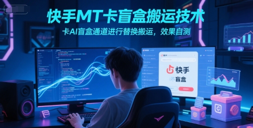 快手MT卡盲盒搬运技术，卡AI盲盒通道进行替换搬运，效果自测|学课链网创