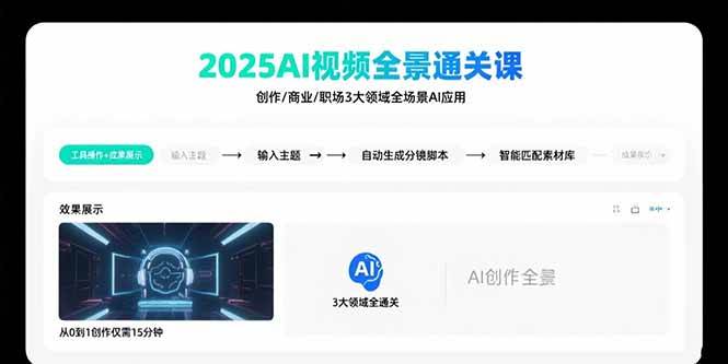 （15762期）2025AI视频全景通关课：涵盖创作/商业/职场3大领域 掌握AI全场景应用|学课链网创