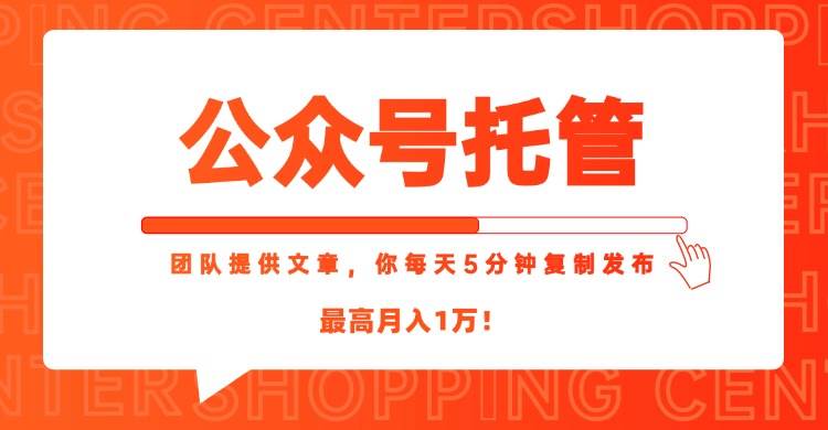 （15109期）【公众号托管 】我提供文章，你每天５分钟复制发布，最高月入1W|学课链网创