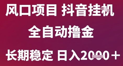 风口项目，六月最新玩法抖音无人挂G，全自动撸金，长期稳定 日入2k+【揭秘】|学课链网创
