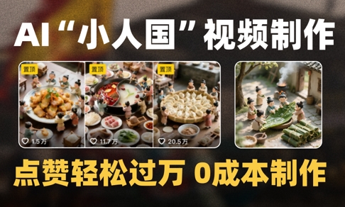 爆款1000W+播放微缩景观迷你小人国AI视频0成本制作全流程教学|学课链网创