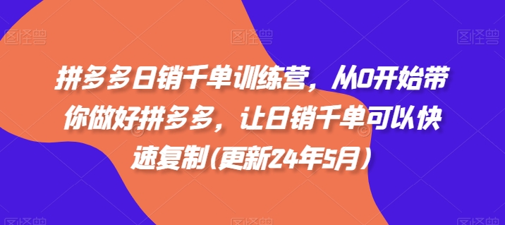 拼多多日销千单训练营，从0开始带你做好拼多多，让日销千单可以快速复制(更新25年6月)|学课链网创