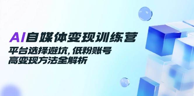 AI自媒体变现训练营，平台选择避坑，低粉账号高变现方法全解析|学课链网创