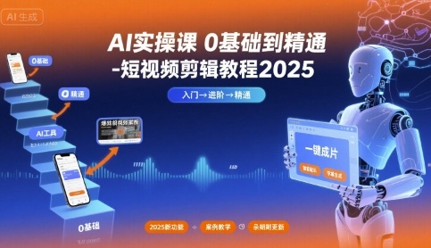 AI实操课0基础到精通-短视频剪辑教程2025|学课链网创