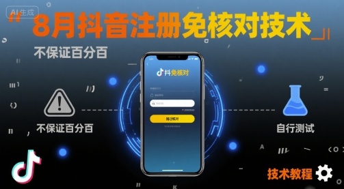 8月抖音注册免核对技术，不保证百分百，自测|学课链网创