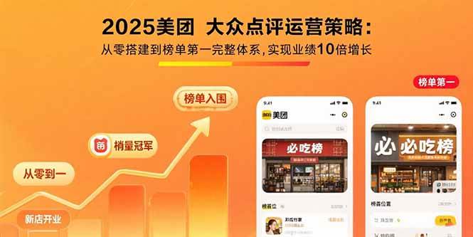 （15602期）2025美团 大众点评运营策略:从零搭建到榜单第一完整体系,实现业绩10倍增长|学课链网创