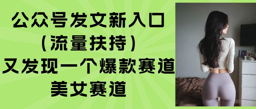 （15781期）公众号发文新入口（流量扶持），又发现一个爆款赛道：美女赛道|学课链网创