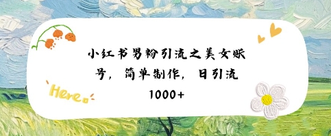 小红书男粉引流项目之美女账号6，简单制作，条条爆款原创，不违规|学课链网创