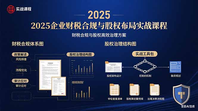 2025企业财税合规与股权布局的实战课程：财税合规与股权高效治理方案|学课链网创