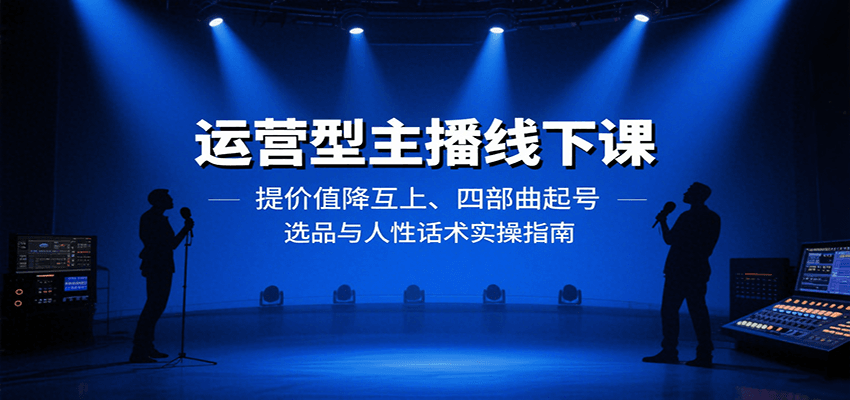 运营型主播线下课：提价值降互上、四部曲起号、选品与人性话术实操指南|学课链网创