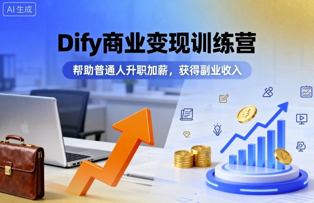 Dify商业变现训练营，帮助普通人升职加薪，获得副业收入|学课链网创