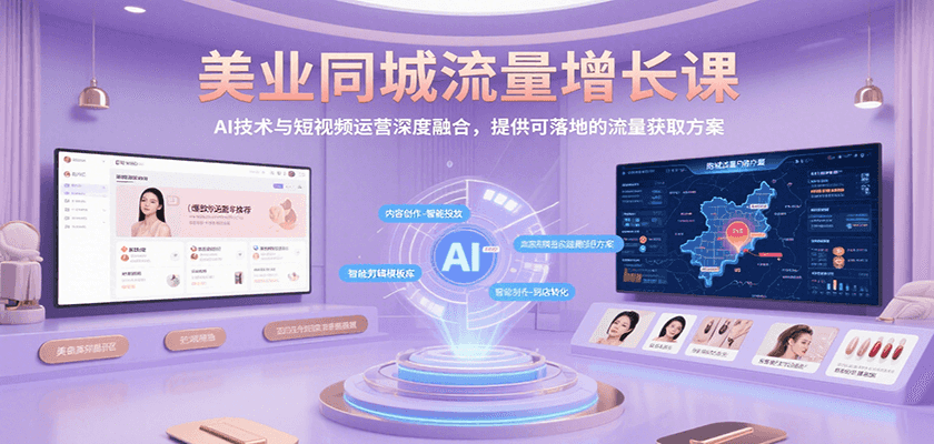 美业同城流量增长课，AI技术与短视频运营深度融合，提供可落地的流量获取方案|学课链网创