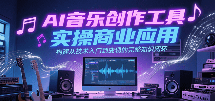AI音乐创作工具实操商业应用，构建从技术入门到变现的完整知识闭环|学课链网创