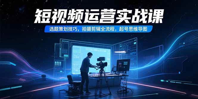 （15375期）短视频运营实战课，选题策划技巧，拍摄剪辑全流程，起号思维导图|学课链网创