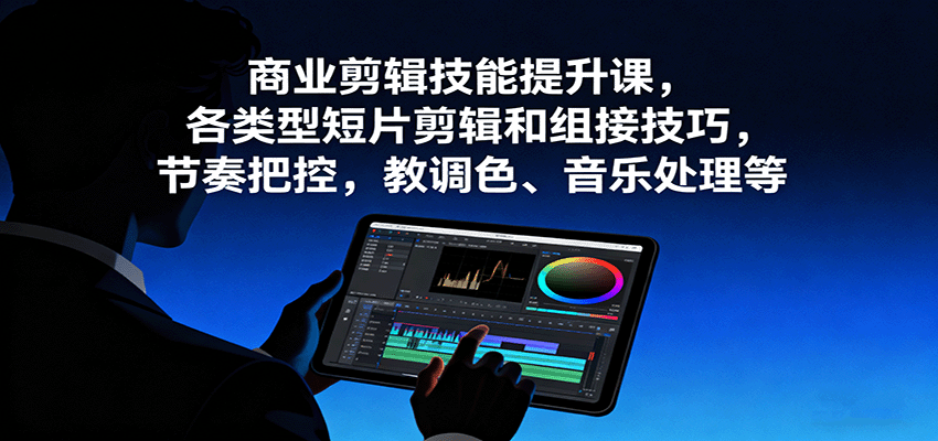 商业剪辑技能提升课,各类型短片剪辑和组接技巧,节奏把控,教调色、音乐处理等|学课链网创