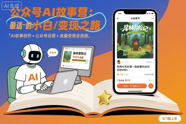 公众号ai故事营,最适合小白的自媒体变现之路|学课链网创