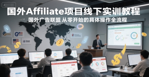 国外Affiliate项目线下实训教程，国外广告联盟从零开始的具体操作全流程|学课链网创