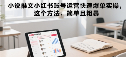 小说推文小红书账号运营快速爆单实操，这个方法，简单且粗暴|学课链网创