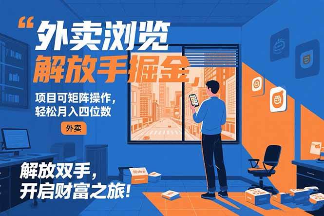 （15440期）外卖浏览掘金项目 可矩阵操作 轻松日入500+|学课链网创