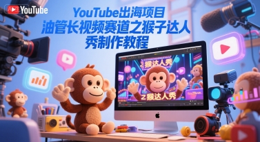 YouTube出海项目，油管长视频赛道之猴子达人秀制作教程|学课链网创