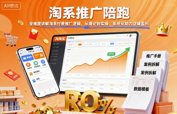 淘系推广陪跑,全维度讲解淘系付费推广逻辑,从理论到实操,系统化助力店铺盈利|学课链网创