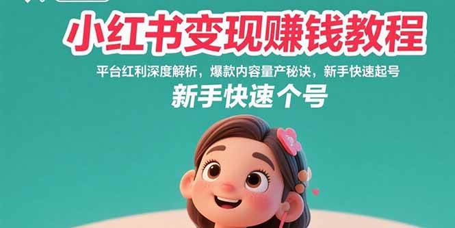 （15559期）小红书变现赚钱教程：平台红利深度解析，爆款内容量产秘诀，新手快速起号|学课链网创